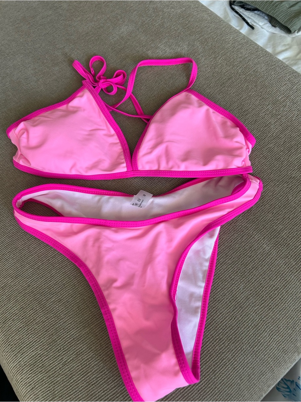 Girls Pink Two-Piece One Piece Style Swim Set